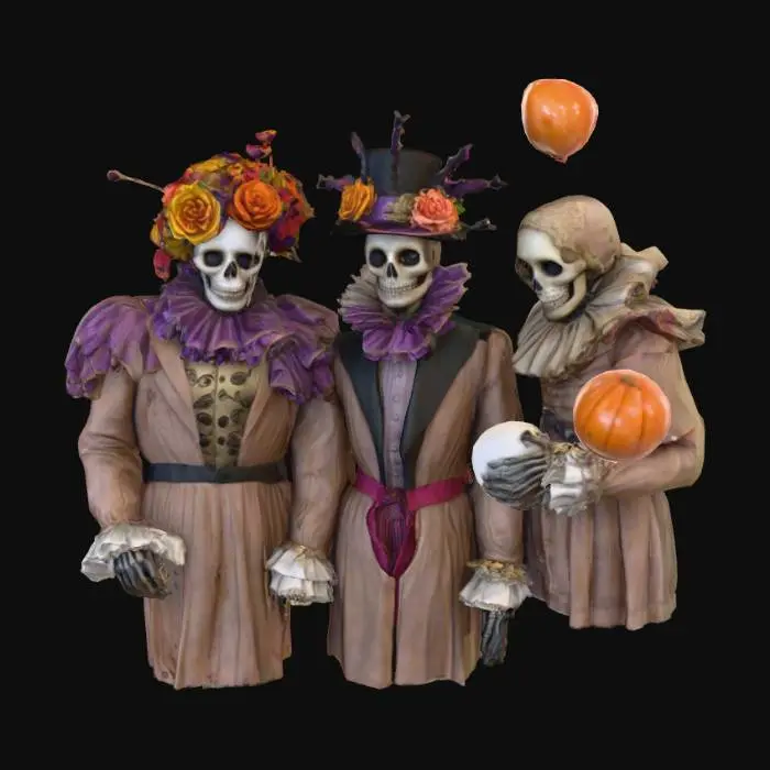 3D model for #Halloween2025#, Abandoned carnival performers. Ultra detailed. Realistic features. Ultra high quality realistic textures.