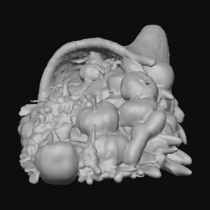 3D model for #Thanksgiving#,  An abundant cornucopia. Ultra realistic. High quality natural looking textures. Solid infill. Highly detailed.