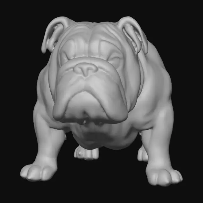 3D model for Ultra realistic ultra detail dog of a bulldog class breed. Ultra high quality realistic textures. Solid infill.