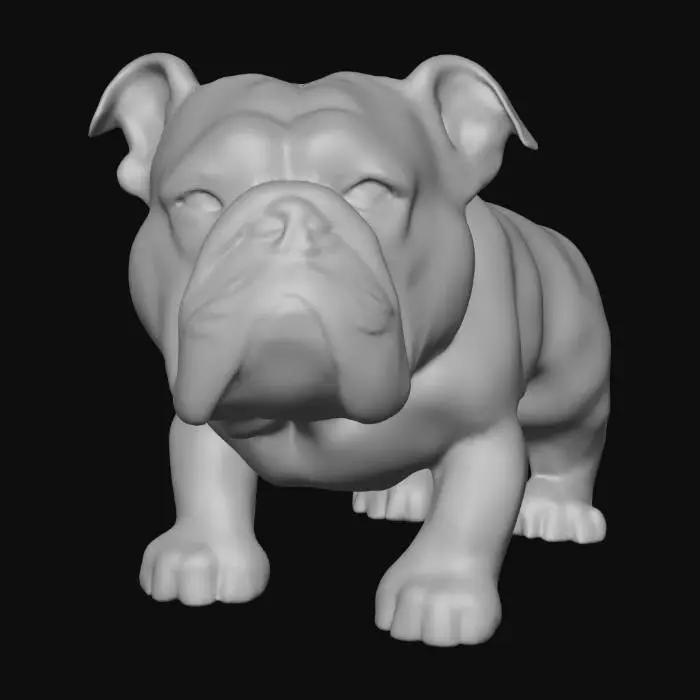 3D model for Ultra realistic ultra detail dog of a bulldog class breed. Ultra high quality realistic textures. Solid infill.