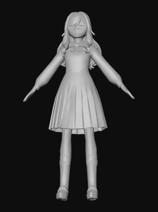 3D model for Crimson Pleated Skirt Schoolgirl