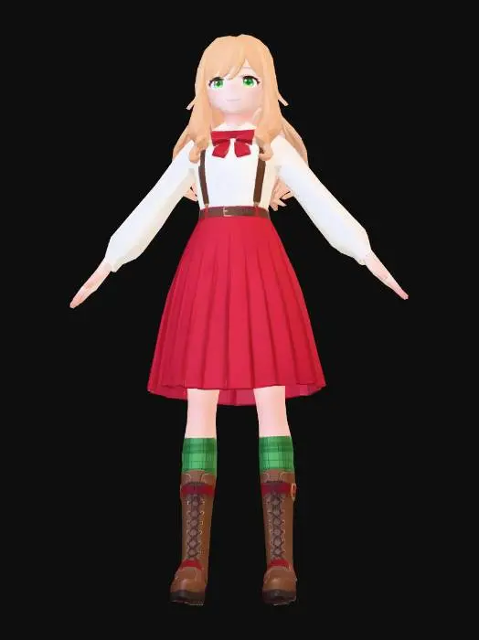 3D model for Crimson Pleated Skirt Schoolgirl