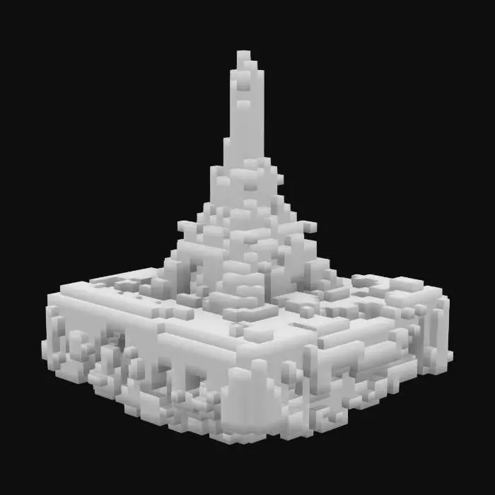 3D model for create the eiffel tower on a floating rock