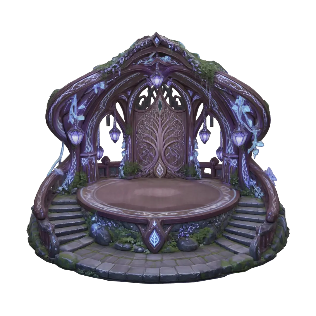 Moonlit Arbor Stage 3D model, vytvořený pomocí AI