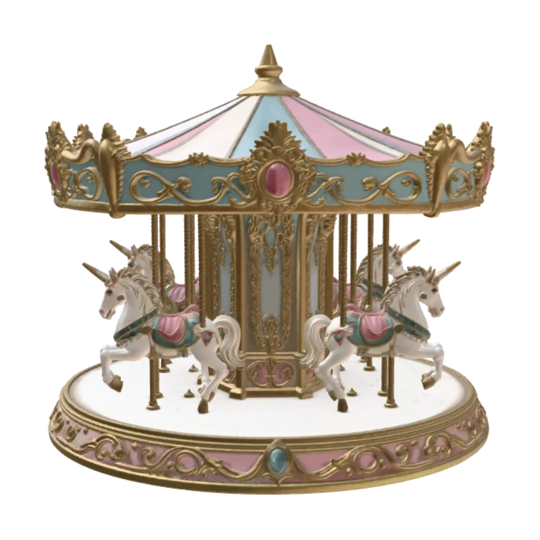 Pastel Unicorn Carousel - Circle yapay zekâ ile oluşturulmuş 3D model