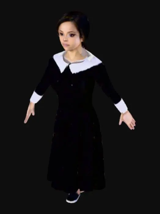 3D model for Jenna Ortega's Wednesday T pose
