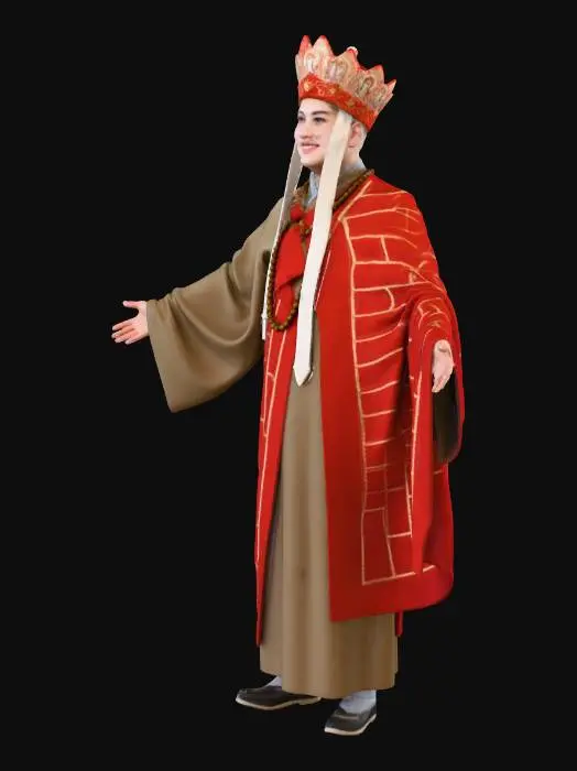 3D model for Monk in Red and Gold