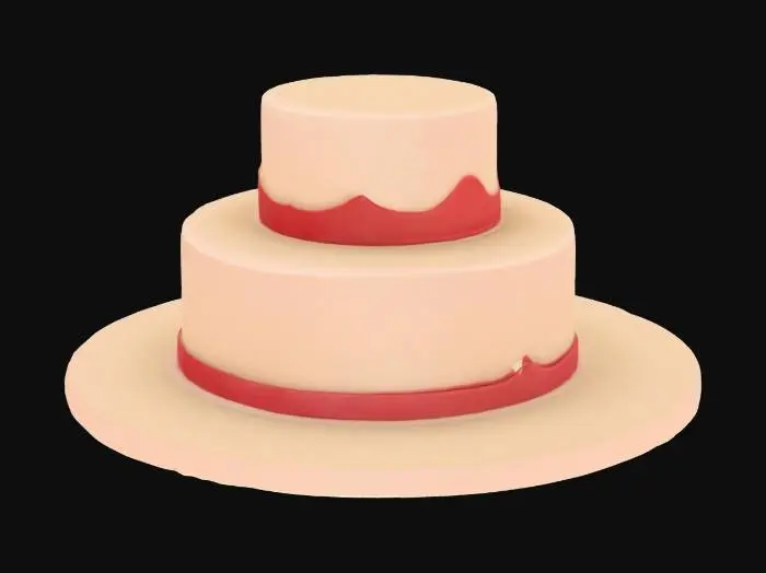 3D model for Yo, generate a sleek, minimalist one-tier cake with bold red accents in the icing and cake layers. Keep it super simple—no candle, no text. Use soft, neutral lighting and a clean background to show off the cake’s smooth lines and modern aesthetic. Render in high resolution for crisp details.
