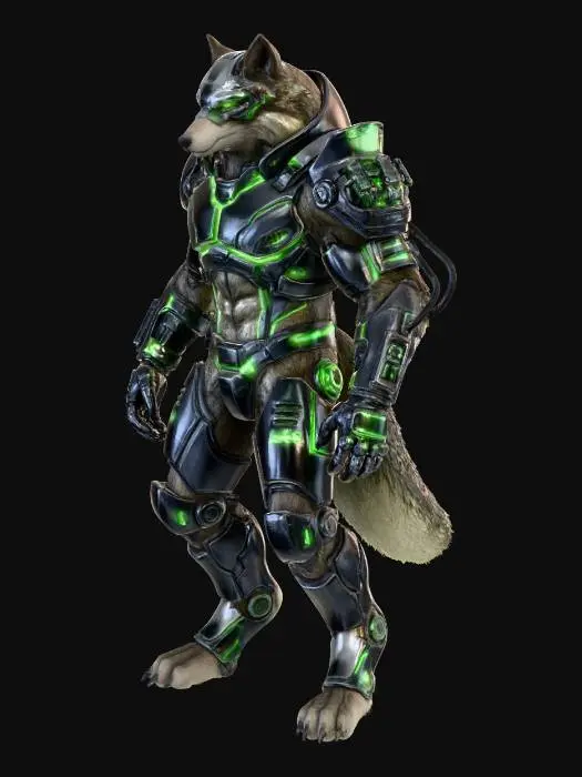 3D model for Cyber Wolf Warrior