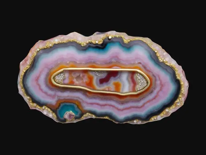 3D model for agate bar  for prismata with silver and gold details and crystals encrusted