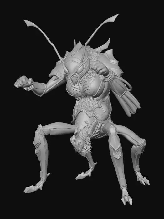3D model for Insect human, Samurai Ant, Skillfully handling tools with four arms, It walks upright on two well-developed hind legs., Possesses extremely high combat effectiveness,