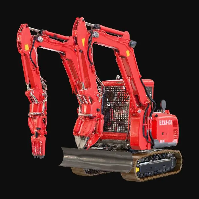 3D model for Red Dual-Arm Excavator