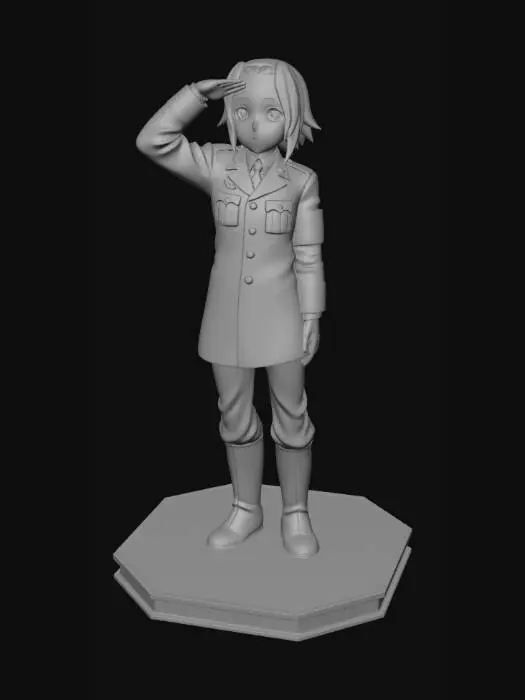 3D model for Saluting officer in a gray military uniform