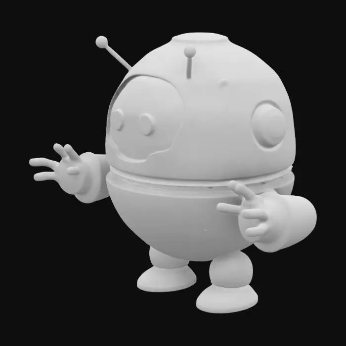 3D model for large round robot with floating arms and floating head