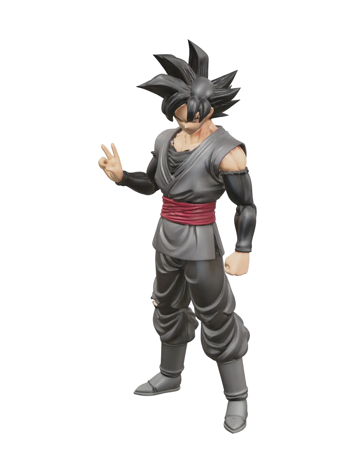 Weathered Goku Black Fortnite 3D model, vytvořený pomocí AI