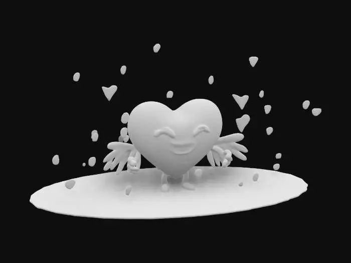 3D model for Anthropomorphic cupid heart, inspired by Valentine's Day, #valentine#. The scene should evoke warmth and tenderness and the celebration of love with a hint of romantic ambiance. Clean texture, Sharp and clean geometry, Well defined texture, HDR.