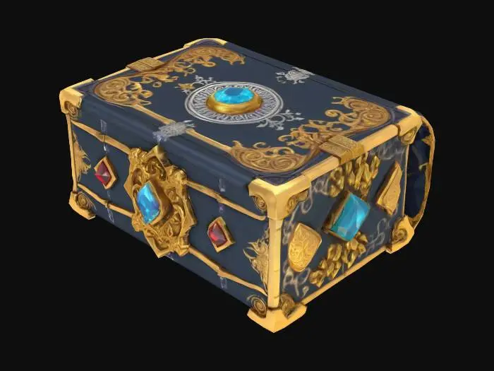 3D model for Sorcerer's Book, ornamented, Game Assets, Gold, Gemstone, Crystal, Highly Detailed, Ultra Realistic. Hard surface. HDR
