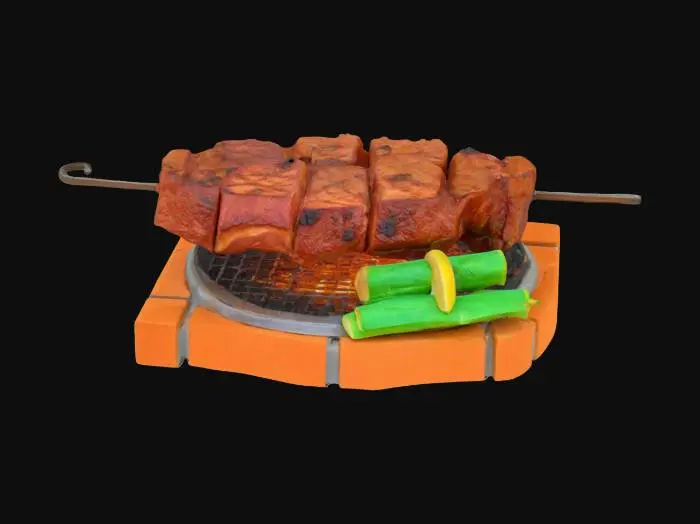 3D model for [Brazil] Churrasco de picanha. A churrasqueira é feita de tijolos laranja. HDR. #AroundTheWorld#