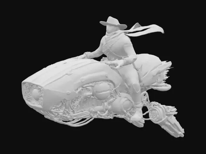 3D model for #AroundTheWorld#, Cyber Cowboy on Hoverbike
