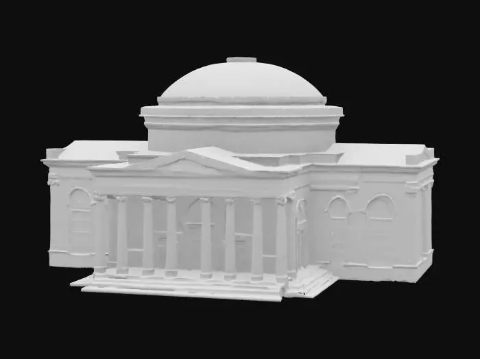 3D model for [Brazil]. Generate a highly detailed, textured 3D model of the Teatro Amazonas opera house in Manaus, Brazil.  
Exterior: Eclectic blend of Renaissance and Neoclassical architecture  
Grand portico with Corinthian columns and ornate capitals  
Elaborate balustrades, sculpted pediments, and decorative friezes  
Dome: hemispherical, covered in 36,000 glazed ceramic tiles painted green, yellow and blue (the Brazilian flag colors)  
Roof: French-style zinc tiles, slight patina  
Walls: painted stucco with subtle weathering (cream/off-white tone)  
Large arched windows with wrought-iron tracery.
Geometry & Topology:  
Clean quad-based topology, optimized to ~300k triangles for real-time use. #AroundTheWorld#