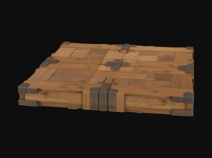 3D model for Realistic wooden floor for a medieval house. Professional texture. Ensure it is a tileable block. Clean geometry. High resolution texture.