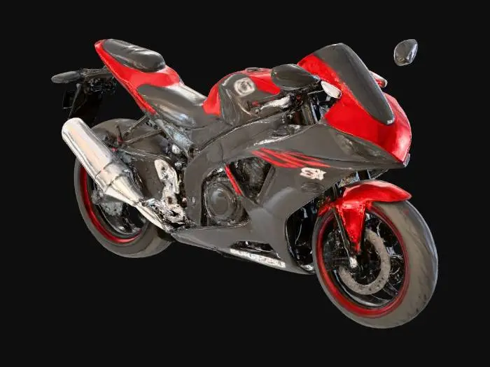 3D model for Black and red SUZUKI GSX-S1000. High quality details. High defined texture. Accurate. UHD 8K. Hard surface. --enhance quality 2x