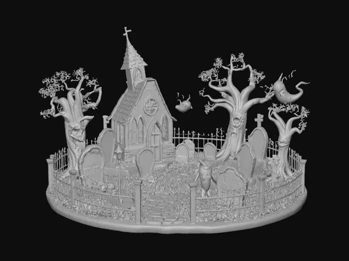 3D model for Haunted Churchyard Scene, #Halloween2025#