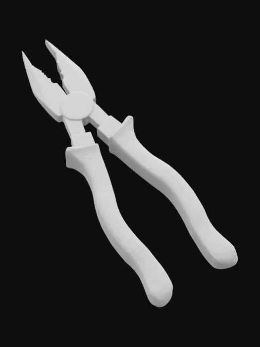 3D model for dark steel pliers with a yellow handle. HDR, High quality, Ultra realistic, Acurate, Real life, Symmetrical