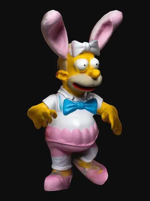 3D model for Imagine Homer Simpson wearing a easter rabbit outfit.