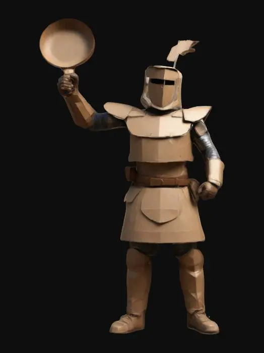 3D model for Imagine a man wearing a cardboard armor and wielding a frying pan as a weapon. Clean geometry, HDR, High quality, defined textures, Well defined geometries.
#ChronoForgeWeapon#