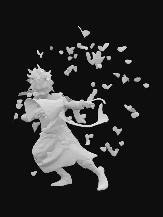 3D model for Sasuke Uchiha throwing red heart-shaped shurikens. Clean texture, Well defined texture, Defined face, Red heart-shaped kamehameha, Ensure high quality texture, #valentine#