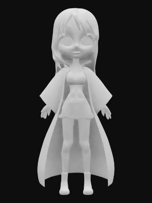 3D model for Cartoon beautiful witch. Her hair is purple. wearing dark robe and short skirts. Pale skin tone. Athletic. ensure clean topology. #game figure#. HDR. High quality. Clean texture. Clean geometry. sharp edges. Standing in A-pose. Realistic. Well defined texture.
