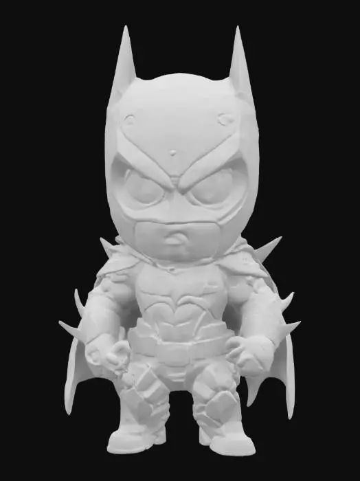 3D model for Make a cute batman character in heavy metal style. HDR. High quality texture. High quality surface. Defined texture. Clean geometry. #game figure#