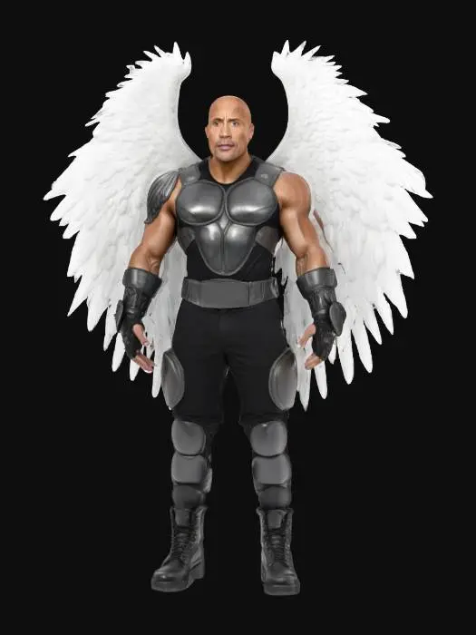 3D model for Dwayne "The Rock" Johnson in the role of Tooth #fairy#, from the movie.
Wearing black hockey gear and pants, silver top body armor, and large white feathered wings. Black combat boots.
Get inspiration from The Tooth Fairy movie from 2010. Clean texture. Accurate character. HDR.