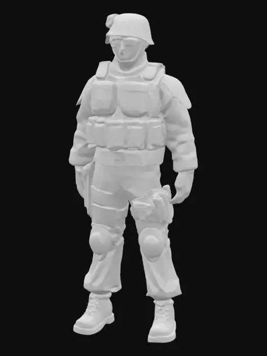 3D model for SWAT soldier, standing in A-pose. Tatical equipment. HDR.