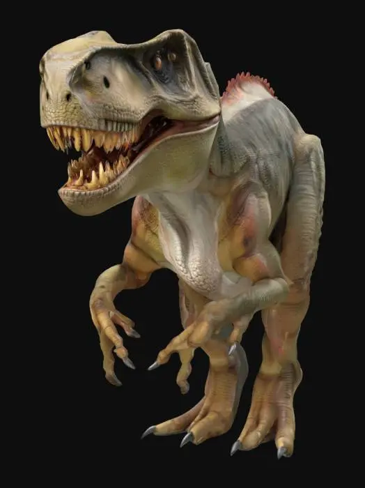 3D model for Realistic T-rex, with detailed skin. Marks of battle in the skin. Realistic texture. Clean geometry. Professional texture. HDR. Real life size. Professional quality. Fierce.