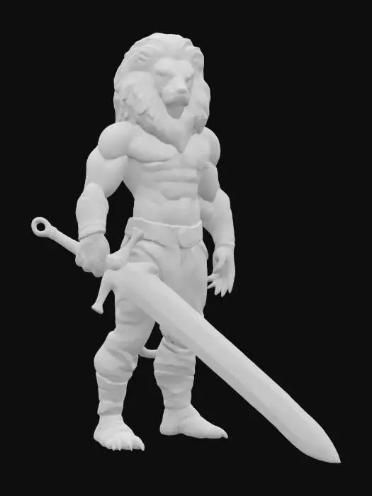3D model for Lion Warrior with Flaming Sword