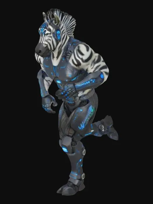 3D model for Cyber Zebra Warrior