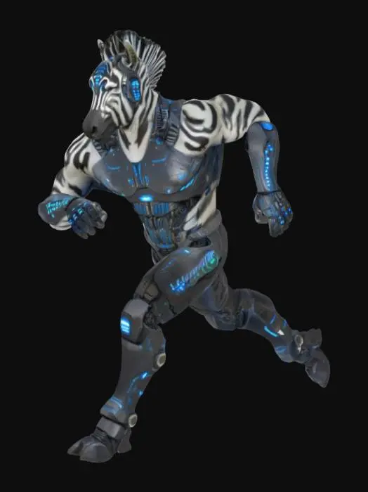 3D model for Cyber Zebra Warrior