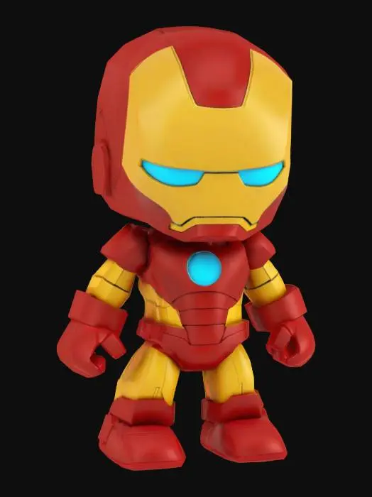 3D model for Mini cartoon Iron Man. Standing in A pose.professional detailed texture. Realistic texture. Clean geometry. High definition texture.