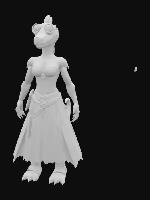 3D model for anthropomorphic, dinossaur woman, Steampunk, Game Assets, Highly Detailed, Full Body, Symmetrical Body, Standing in A-pose
