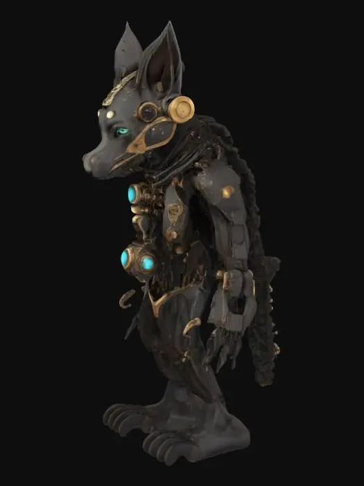 3D model for Imagine Anubis in steampunk style. Professional texture. High defined texture. Sharp edges. Hard surface. Ultra realistic.