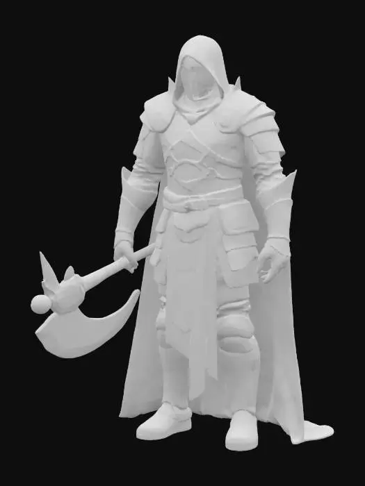 3D model for a medieval executioner with his huge axe in his hands.