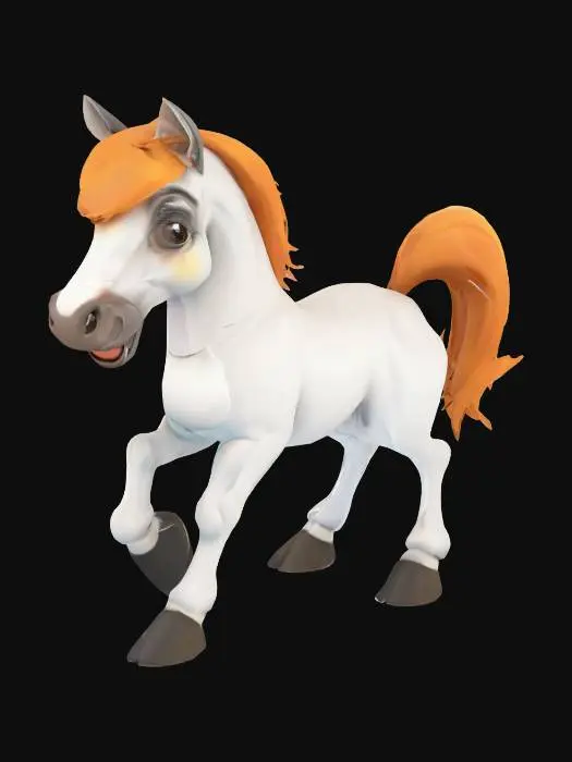 3D model for Cartoon horse. Realistic texture. Clean geometry. High definition texture.