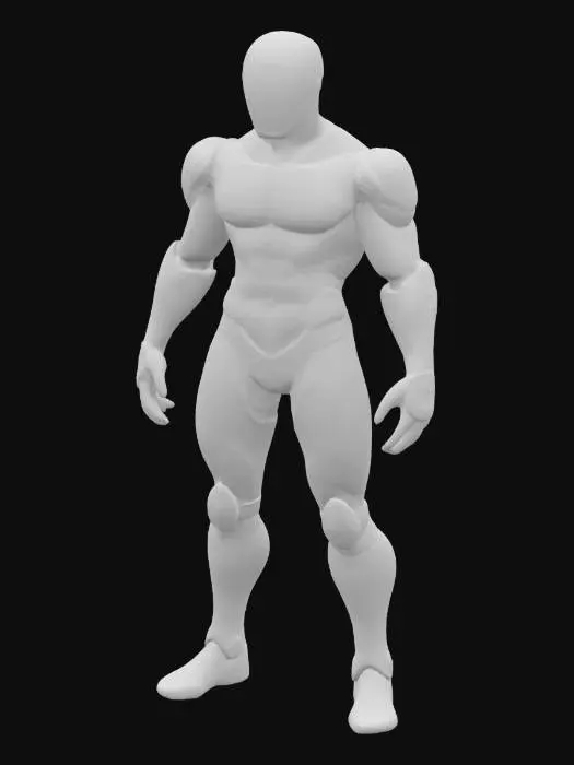 3D model for A human-like timetraveler figure, clad in a sleek, form-fitting suit made of advanced, semi-reflective synthetic fabric. The suit shimmers with deep obsidian and metallic charcoal tones, featuring subtle, integrated glowing teal lines that trace along the limbs and torso. Segmented, matte silver armor plating protects the shoulders and knees, exhibiting a finely brushed texture. Their posture is poised and lean, with a complex, wrist-mounted device on one arm, its smooth, dark surface embedded with small, glowing orange indicators.