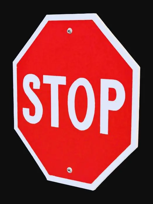 3D model for {
  "signType": "STOP",
  "shape": "octagon",
  "color": "red",
  "border": {
    "color": "white",
    "widthInches": 1
  },
  "text": {
    "content": "STOP",
    "font": "Highway Gothic",
    "color": "white",
    "heightInches": 9
  },
  "material": "aluminum",
  "sizeInches": {
    "width": 30,
    "height": 30
  },
  "installation": "post-mounted",
  "location": "intersection"
}