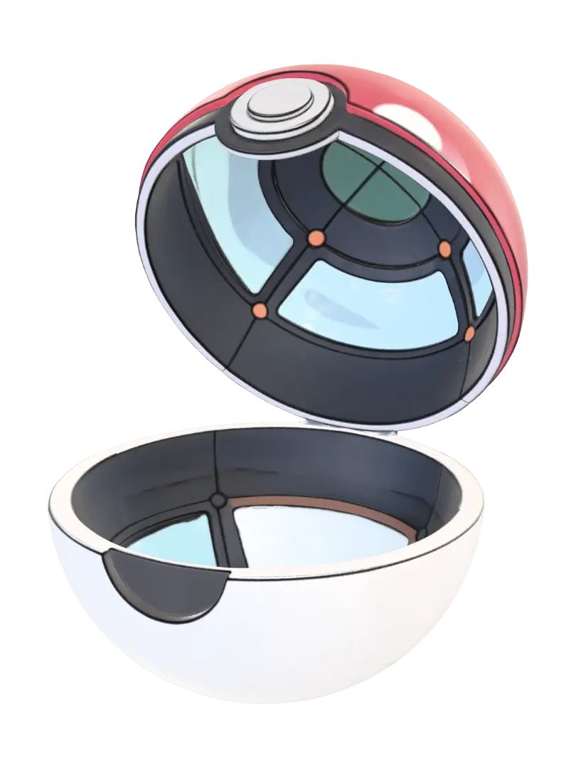 Opened Pokeball - 3drender 3D model, vytvořený pomocí AI