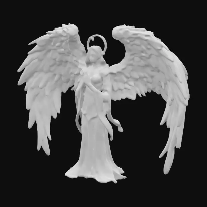 3D model for Seraphim: a celestial being of the highest order in the angelic hierarchy. With six wings: two covering their faces, two covering their feet, and two for flying. Low poly, acurate, Fantasy, HDR, Intricate details, Holy.