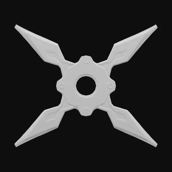 3D model for A cyberpunk shuriken, glowing in shades of cian and purple. Sharp edges, Clean geometry, Sci-fi, HDR, High quality #ChronoForgeWeapon#