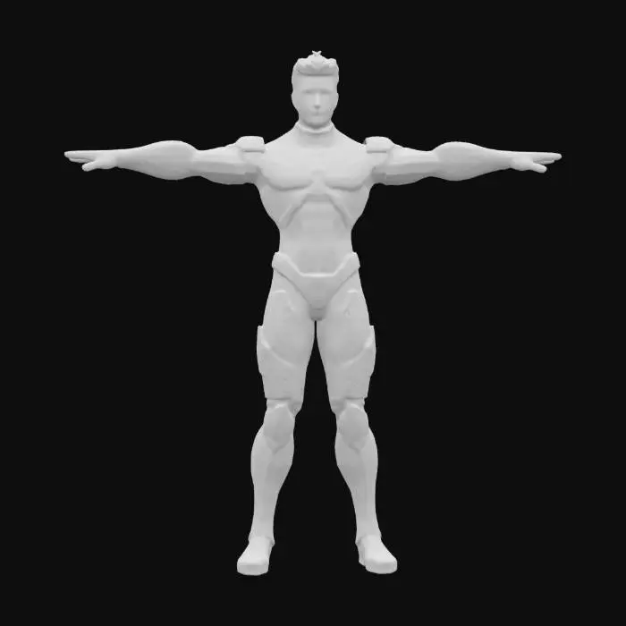 3D model for imagine a 3D character for a game. It is a muscular young man. Wearing a extremely complex patterned hi-tech outfit. The colors are lime green and luminescent blue, with pinkish intricate details and led lights. Standing in T pose. #game figure#. HDR. Hard surface. High quality. Clean geometry. Defined texture. Clean texture. Realistic. Game assets. LED lights. Ultra realistic texture.